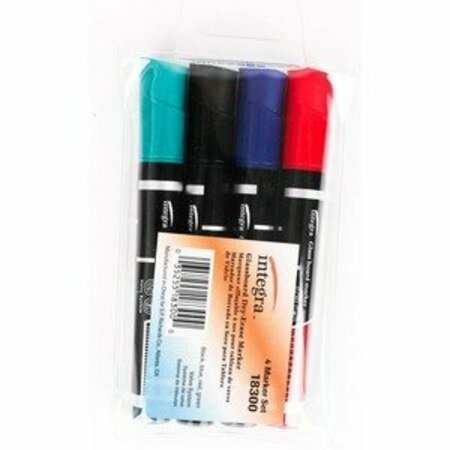 INTEGRA Marker, Dry-Erase, Glass, 4PK ITA18300